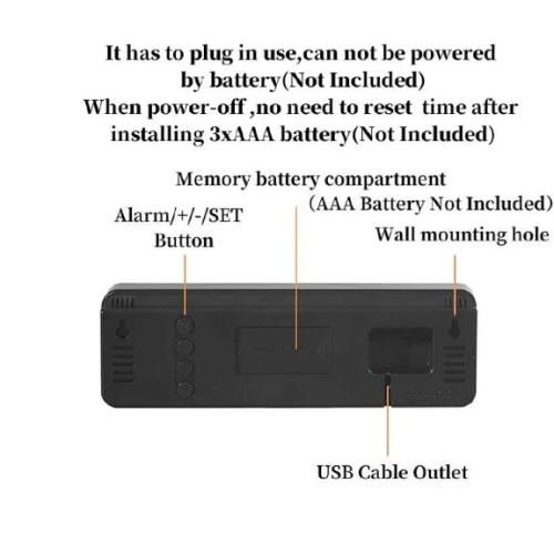 product_image_name-Generic-9 Inch Large Digital Wall Clock USB Powered TEMP Humidity Week Auto Dimmer DST Table Clock 12/24H Electronic LED Alarm Clock-4