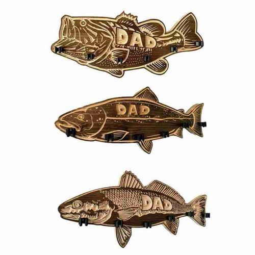 Shop Generic Wooden Large Mouth Bass Fishing Rod Holder Father's