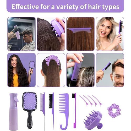 Generic 12-Piece Hair Styling Comb Set – Includes Spray Bottle, Styling Combs, and Scalp Massage Brush - image 2