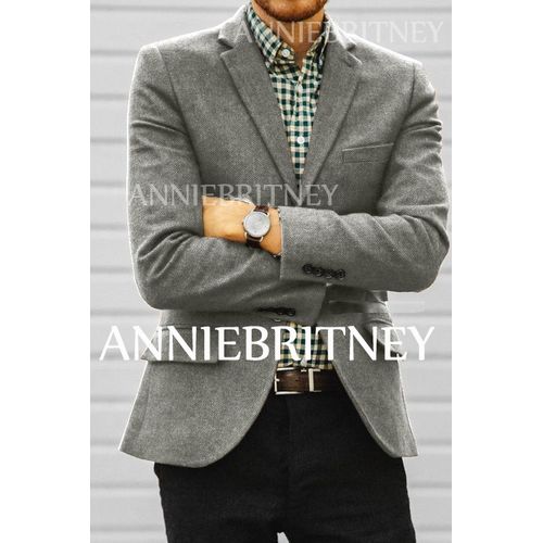 Shop Generic Tweed Suit Brown Mens Winter Jacket Outfit Male Blazer  HerringboneGray Online | Jumia Ghana