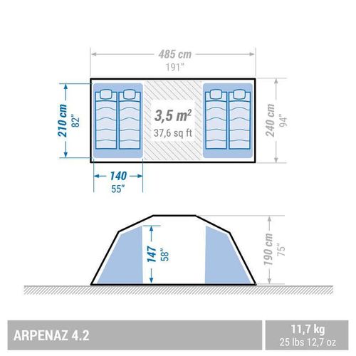 product_image_name-Quechua-Camping Tent With Poles Arpenaz 4.2 4 People 2 Bedrooms-3