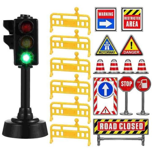 Jouet éducatif Panneaux Signalisation 12 Pièces - Feux Tricolores Miniatures Pour Enfants - Apprentissage Sécurité Routière