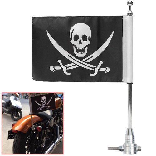 Shop Generic 21 Diamond Plate Motorcycle Long Flag Extended Pole Aluminum  Mount Skull Flag Silver (silver) Online