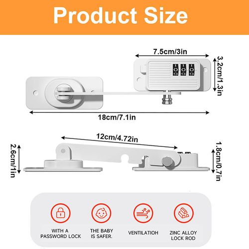 Generic Window Safety Lock, Child Window Safety Lock with Combination,  Adjustable Window Restrictor - image 2