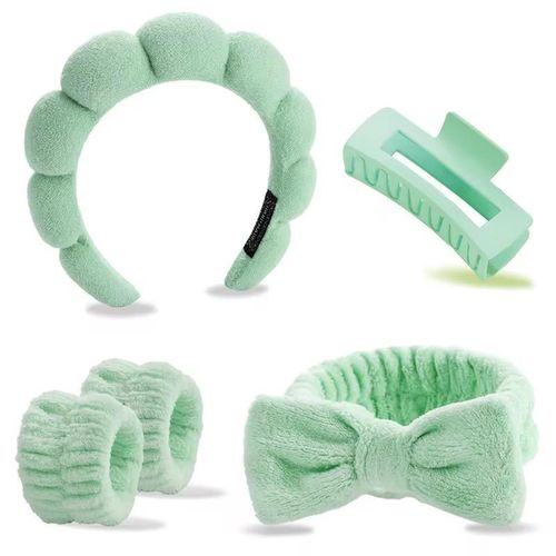 Generic 5pcs Headbands Wristbands Clawclip Gift Set- Green