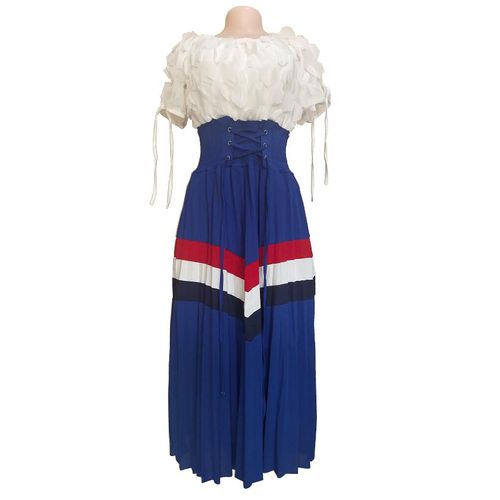 product_image_name-Generic-Elegant Short sleeve Dress - white and blue with accent colors.-2