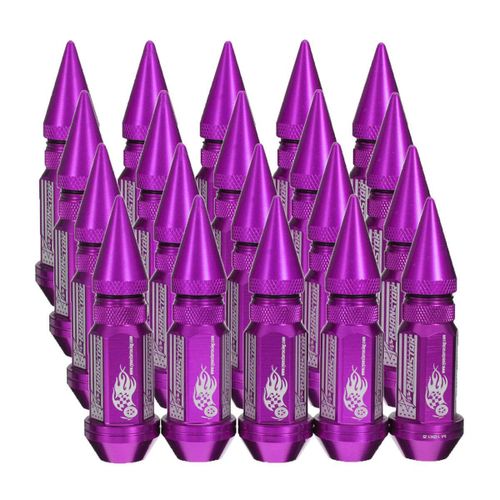 Shop Generic 20Pcs Aluminum Neo Chrome Slick Spike Wheel Lug Nuts Bolts  Spiked Tuner M12X1.5 violet Online