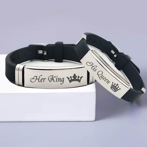 product_image_name-AIDAILU-2 Pcs Couple Bracelet Men Female Jewelry Couple Gifts Simple - Black-1