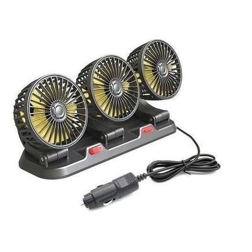 Generic 12V 360-degree Rotating Adjustable Car Fan with Three Heads - Black - image 8