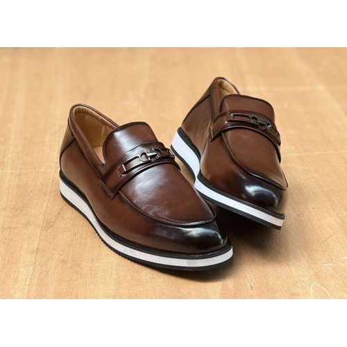 product_image_name-China Impression-Classic Dark Brown Leather Loafer Shoes-1