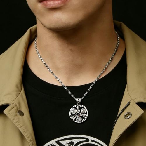 product_image_name-Fashion-ASCENT Vintage Windmill Design Titanium Steel Necklace – Retro Style Silver Pendant Chain For Men and Women -3