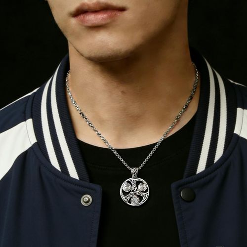 product_image_name-Fashion-ASCENT Vintage Windmill Design Titanium Steel Necklace – Retro Style Silver Pendant Chain For Men and Women -5