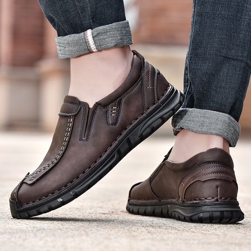 Shop Generic Mens High Quality Cowhide Casual Loafers 38-46-Dark Brown ...