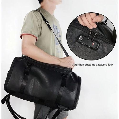 AD Designer Classy Leather Traveller Backpack - Black - image 2