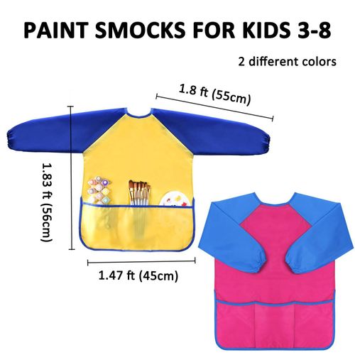 Litoott 2 Pack Waterproof Art Smock, Smock Artist Painting Apron - image 3