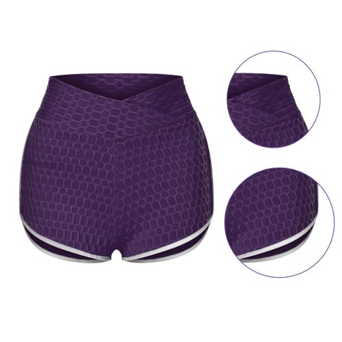 Shop Generic Hot Pants Women High Waist Yoga Shorts Butt Lifting Scrunch  Purple XL Online