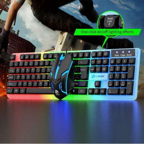 product_image_name-Generic-Mechanical Luminous Gaming Keyboard + Mouse Set , Colorful Glow Wired Keyboard & Mouse Set,Office Game Color Set-4