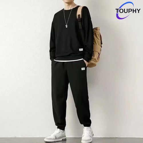 product_image_name-Generic-Men's Shirts Sweatshirt Cotton Long Sleeve Suit - Black-1