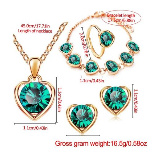 product_image_name-Others-6Pcs Ladies Fashion Trend Simple Digital Star Pointer Emerald Leather Quartz Watch Luxury Butterfly Love Diamond Jewelry Set-3