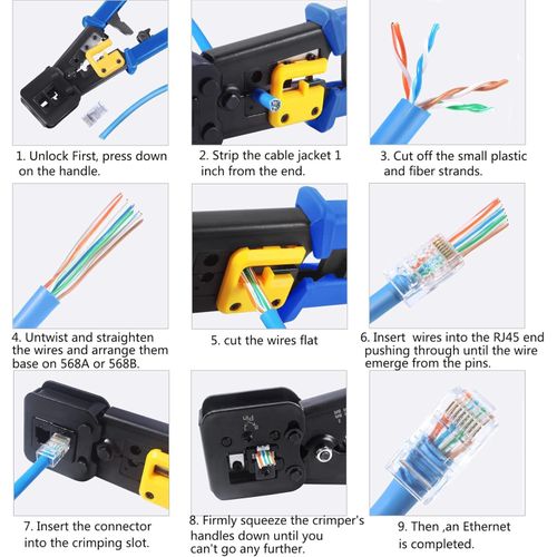 Generic RJ45 Crimping Tool Kit for Cat6 Cat5E Cat5,Multifunctional Ethernet Network Cable Crimper - image 5