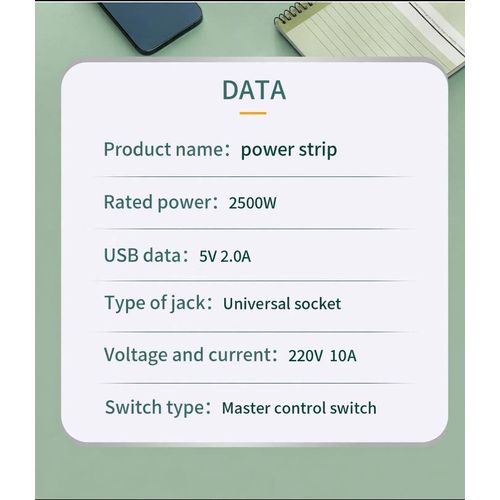 Generic Extension Board 10 Outlet With Light Indicator 3USB Ports (3M)(White) - image 6
