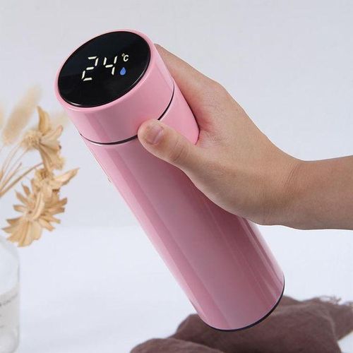 Generic 500ML Stainless Steel Smart Temperature Display Vacuum Flask – Pink