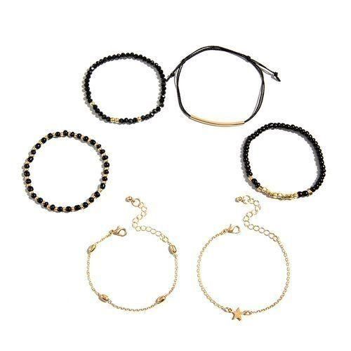 product_image_name-SXCHEN-Pack of 6 - Women's Trendy Personalized Retro Bohemian Bracelet - Black Gold-6