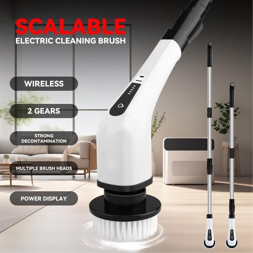 product_image_name-Generic-Handheld electric rotating cleaning brush, wireless adjustable smart cleaning brush, equipped with 9 replaceable brush heads.-1