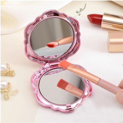product_image_name-ShebSheb-Portable Rose Flower Compact Mirror, Double-Sided Makeup Mirror with Elegant Electroplated Floral Case, Pocket‑Size Travel Beauty Tool-3