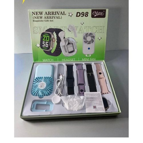 Generic SMA D98 Smart watch Set – Watch + Earbuds + Mini Fan- multi color - image 4