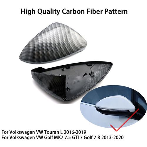 1 Pair Black Rearview Mirror Cover Left Right Side Mirror Covers Caps for  VW Golf MK7 7.5 GTI 7 Golf 7 R (Carbon Fiber)