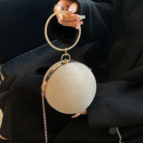 product_image_name-Fashion-Circular Ring Portable Evening Bags Metal Sliver Round Ball Handbags For Lipstick Elegant Clutch-2