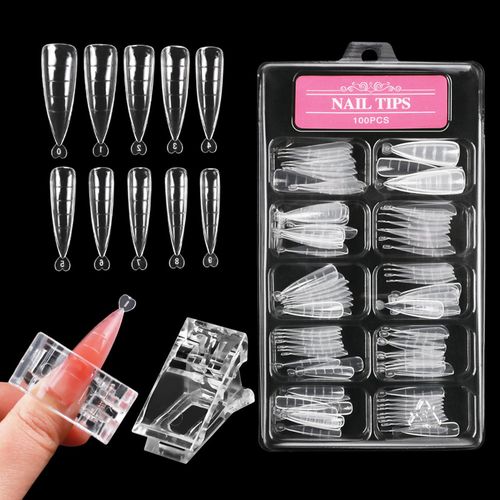 AddFavor 240pcs Almond Nail Tips Clear Full Cover Medium Length Short  Almond Fake Nails Acrylic Gel X Nail Tips for Salon and Home Nail Art  Manicure - Imported Products from USA - iBhejo