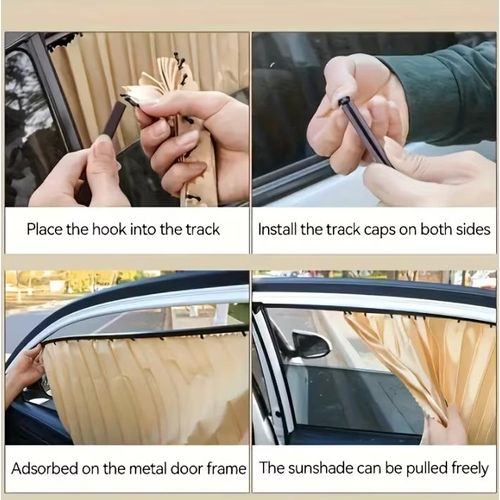 product_image_name-Generic-4PCS Car Front And Rear Window Magnetic Sunshades Anti-UV Window Shades Retractable Sun Protection Heat Insulated Car Side Window Curtain -8