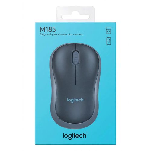 Logitech M185 Wireless Mouse - 12 Months Battery, Plug & Play, Grey