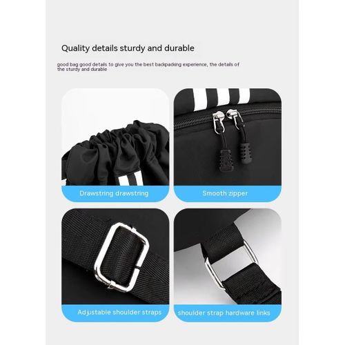 product_image_name-White Label-Drawstring Travel Backpack - Large Capacity Lightweight Sports & Daily Use Bag (W45 x D32 x H16)cm / (W17.7 x D12.6 x H6.3)inch - Grey-3