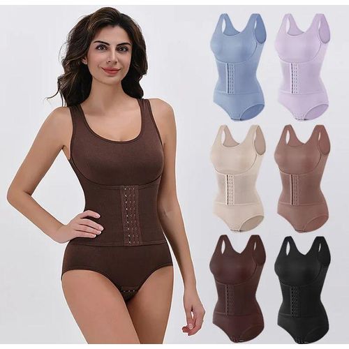 AD Waist Trainer Shaper Tummy Control Breast Push Up Jumpsuit - Multicolours