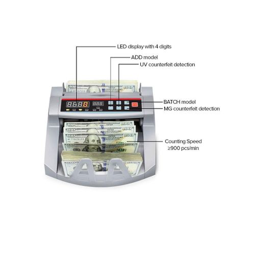 product_image_name-Generic-Money Counter Machine - 900 Bills/Min Built-In LED Display & External LED Display - Grey-2