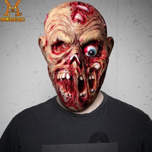 Máscara de zumbi halloween andando morto maquiagem festa horror látex  adereços cosplay decadente rosto terror chapelaria - AliExpress