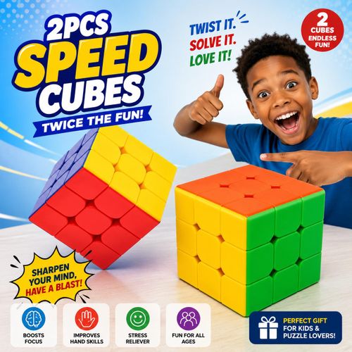 Generic 2 Pieces Plastic Puzzle Cubes - Multicol