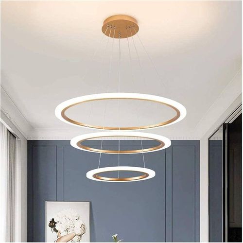 Rt Stylish 3 Step Golden Crystal Hanging Chandelier - 3 Color Changeable - image 2