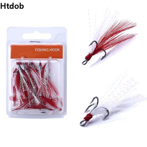 Shop Generic 20pcs/lot Fish Hook 4-10 Fishing Hook With Colors Feather  Fishing Tackle High Carbon Steel Hooks Amecons De Peche Fish Hooks Online