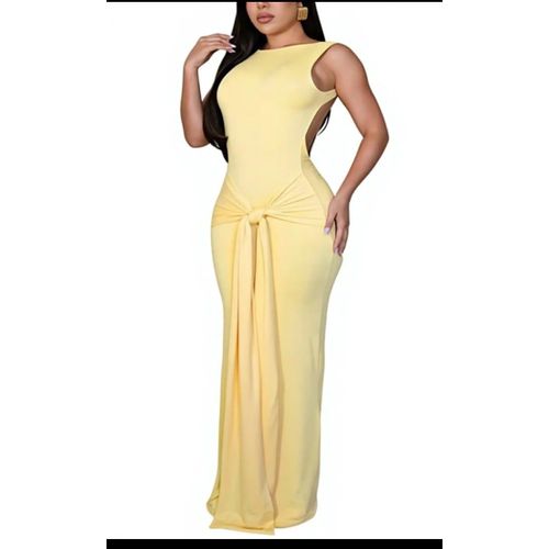 product_image_name-Ex-Yellow  Bodycon dinner gown -1
