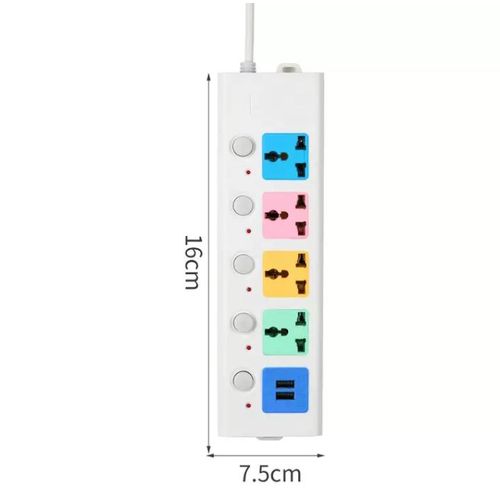 Generic Extension Board 4 Outlet With 2USB Port (8M)-Multicolour - image 3