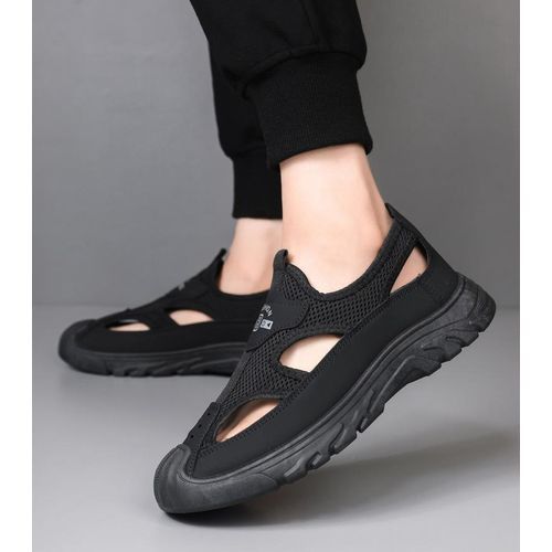 product_image_name-Fashion-Men's Breathable Sandals Slippers Half Casual Open Shoes Black - Black - EU 42-2