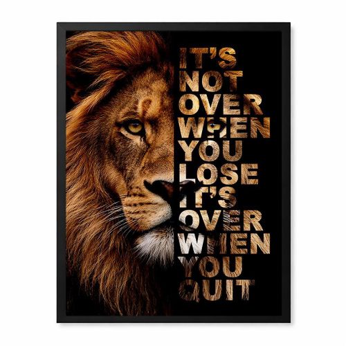 product_image_name-Generic-Motivational Lion Wall Art Frame – “It’s Not Over When You Lose” Inspirational Canvas (Black Wooden Frame)-3