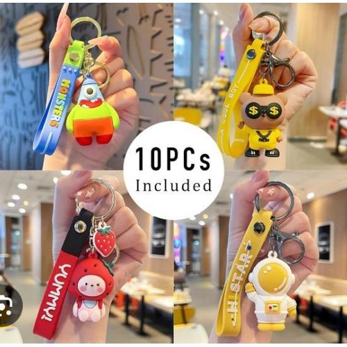 AD 10pcs Cartoon Characters Key Chains for Keys - Multicolour - image 2