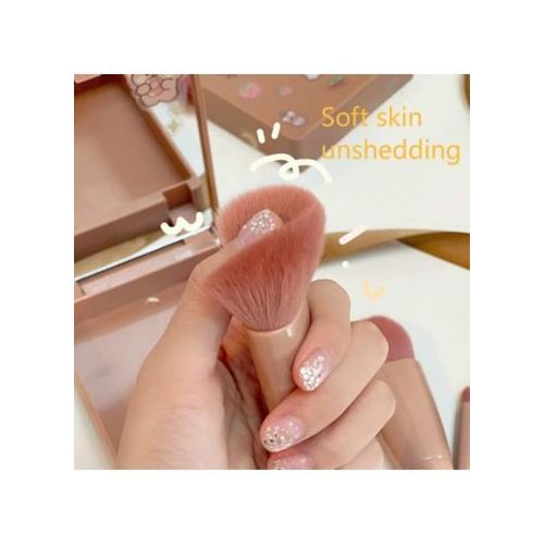 Generic 5Pcs Makeup Brush Soft Bristles Foundation Eyeshadow Lip Brushes Kit With Makeup Mirror Box - Red - image 4