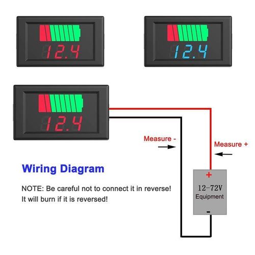 Generic 12-72V Battery Capacity Indicator, Digital Battery Level Meter with Red Display - image 3