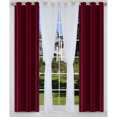 product_image_name-OMAMA HOME TEXTILE-2-in-1 Double Sheer Red Window Curtain with Blackout Inner Panel – Red & White-1